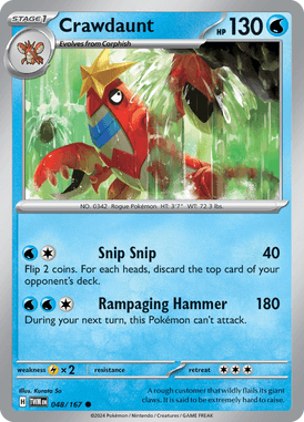 Twilight Masquerade - 048/167 - Crawdaunt - Losse Pokemon Kopen - LuiopZondag TCG Store Assen