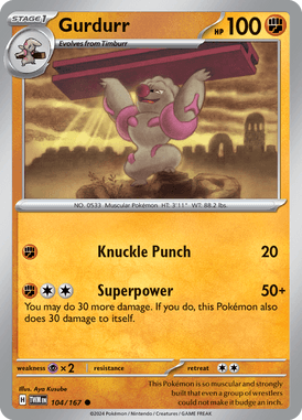 Twilight Masquerade - 104/167 - Gurdurr - Losse Pokemon Kopen - LuiopZondag TCG Store Assen