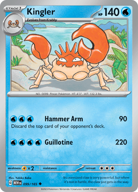 151 - 099/165 - Kingler - Pokemon kaarten Kopen - LuiopZondag TCG Store Assen