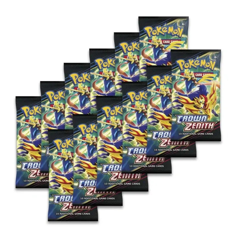 booster packs uit de Crown Zenith Pokémon Center Elite Trainer Box Plus