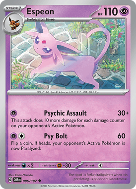 Obsidian Flames - 086/197 - Espeon - Pokemon kaarten Kopen - LuiopZondag TCG Store Assen