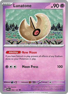 Obsidian Flames - 092/197 - Lunatone - Pokemon kaarten Kopen - LuiopZondag TCG Store Assen