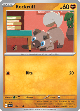 Obsidian Flames - 116/197 - Rockruff - Pokemon kaarten Kopen - LuiopZondag TCG Store Assen
