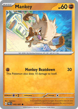 Paldean Fates - 045/091 - Mankey - Losse Pokemon kaarten Kopen - LuiopZondag TCG Store Assen