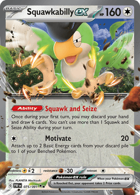 Paldean Fates - 075/091 - Squawkabilly ex - Losse Pokemon kaarten Kopen - LuiopZondag TCG Store Assen
