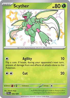 Paldean Fates - 095/091 - Scyther - Shiny Pokemon kaarten Kopen - LuiopZondag TCG Store Assen