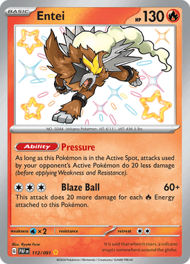 Paldean Fates - 112/091 - Entei - Shiny Pokemon kaarten Kopen - LuiopZondag TCG Store Assen