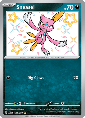 Paldean Fates - 182/091 - Sneasel - Shiny Pokemon kaarten Kopen - LuiopZondag TCG Store Assen