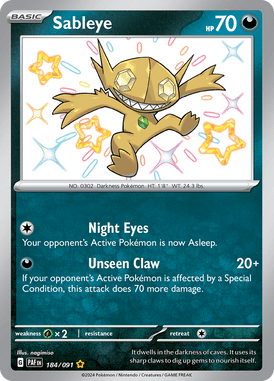 Paldean Fates - 184/091 - Sableye - Shiny Pokemon kaarten Kopen - LuiopZondag TCG Store Assen