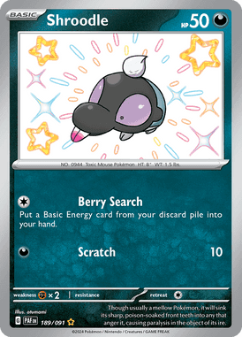 Paldean Fates - 189/091 - Shroodle - Shiny Pokemon kaarten Kopen - LuiopZondag TCG Store Assen