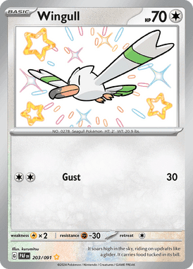 Paldean Fates - 203/091 - Wingull - Shiny Pokemon kaarten Kopen - LuiopZondag TCG Store Assen