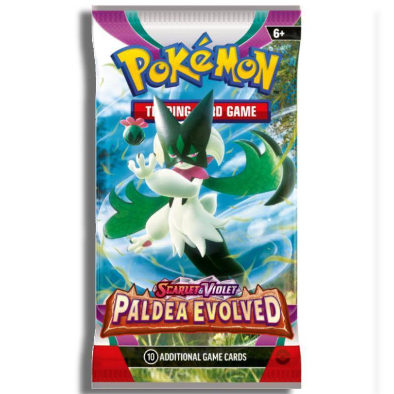 Pokemon boosterpack kopen van Paldea Evolved met 10 kaarten, verkrijgbaar bij Luiopzondag.nl