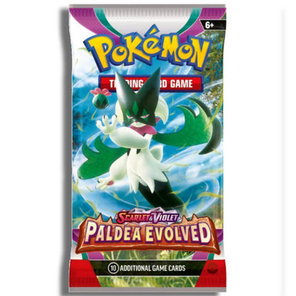 Pokemon boosterpack kopen van Paldea Evolved met 10 kaarten, verkrijgbaar bij Luiopzondag.nl