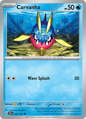 Temporal Forces - 042/162 - Carvanha - Losse Pokemon kaartem Kopen - LuiopZondag TCG Store Assen