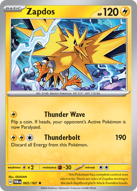 Twilight Masquerade - 065/167 - Zapdos - Holo - Losse Pokemon Kopen - LuiopZondag TCG Store Assen
